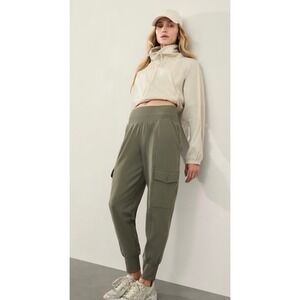 Athleta Olive Green Cargo‎ Jogger Pants Womens Large Tall Athletic